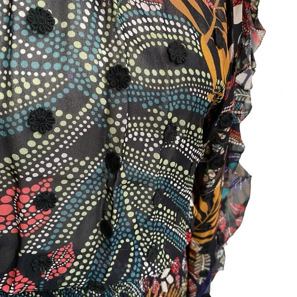 FARM Rio Delicate Forest Smocked Mini Dress Small Floral Embroidered Boho Chic - Picture 8 of 16